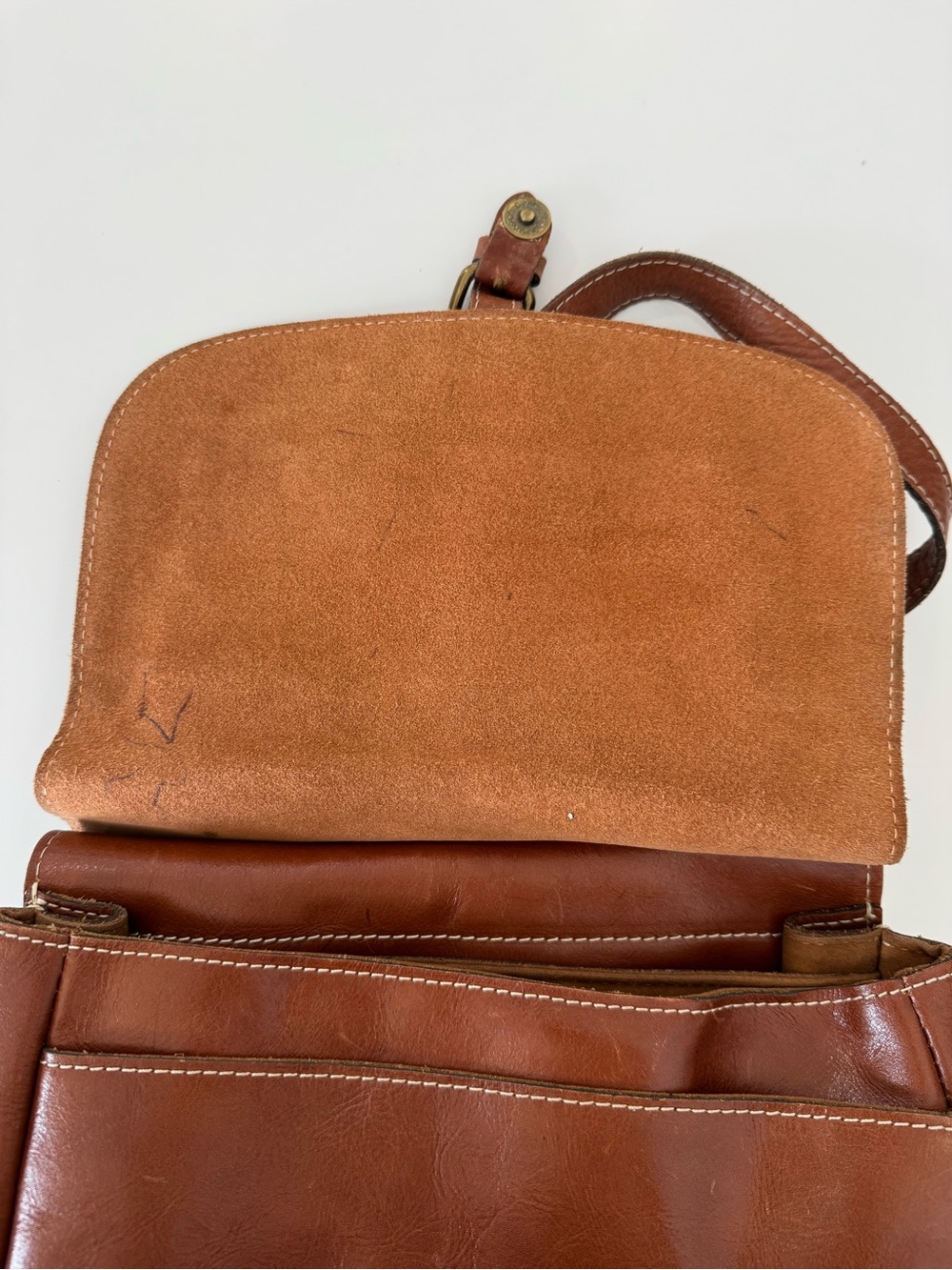 Patricia Nash Cognac Leather Crossbody Saddle Bag - Picture 4 of 12